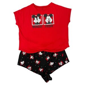 Disney Red and Black Mickey Mouse Women's Pajama Set